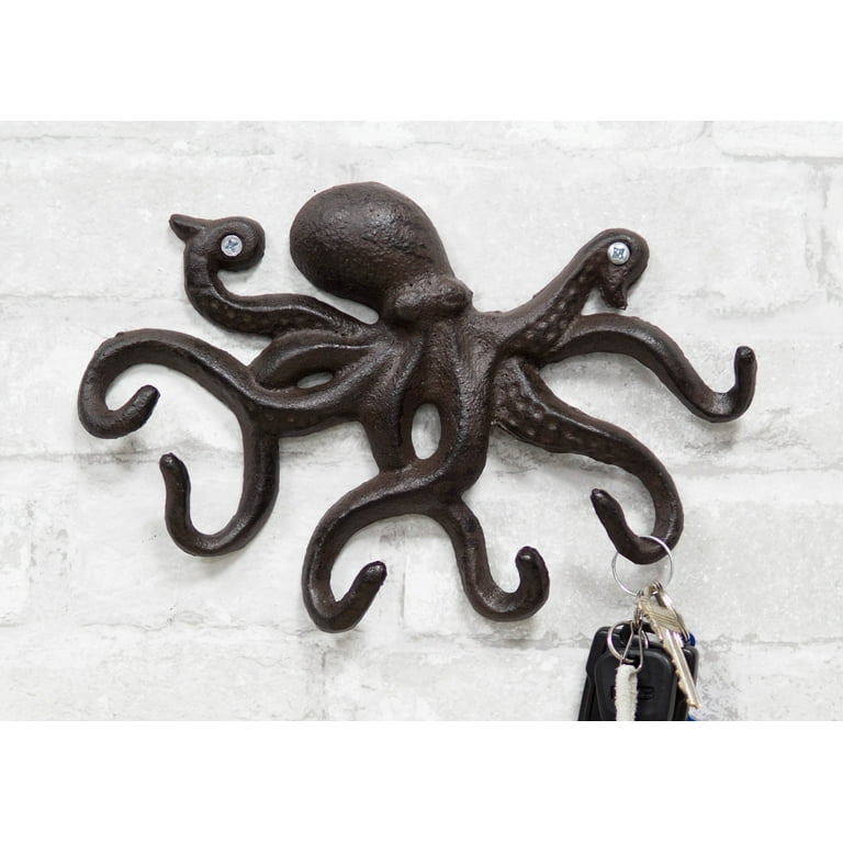Cast Iron Nautical Cthulhu Deep Sea Kraken Octopus Tentacles 6 Pegs Wall  Hook 