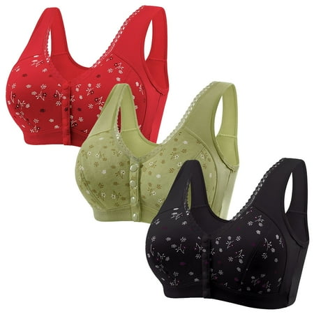 Prolriy Womens Bras Women Sexy Lace Front Button Shaping Cup Adjustable Shoulder Strap Large Size Bra  Bras for Women F L