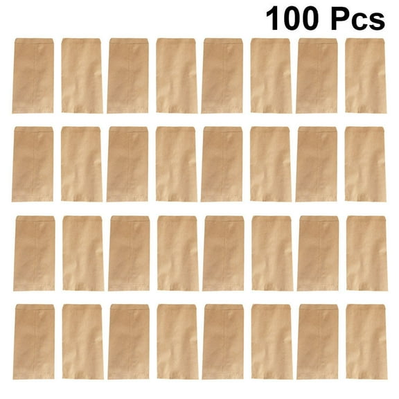 KALLORY 100Pcs Small Paper Bags for Item Packaging with Kraft Paper Material