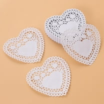 Toyvian 250Pcs White Lace Paper Doilies for Cake and Dessert Display with Romantic Heart Pattern