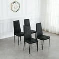 thumbnail image 6 of Faux Leather Dining Chairs Set of 4, High Back Kitchen Chairs with 6 Grids Decoration, Side Chairs with Padded Seat Cushion, for Dining Room, Kitchen, Living Room, Black, 6 of 8