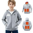 thumbnail image 2 of Sudadera con capucha térmica de invierno para niños y niñas, con control de temperatura y cremallera, 2 of 9