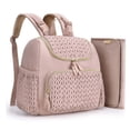 thumbnail image 1 of Diaper Bag - Diaper Backpack - Diaper Storage Bag - Two-Piece Diaper Bag Set, Small Diaper Backpack, Stylish Baby Travel Backpack with Insulated Pocket, Changing Mat and Stroller Straps - Pink, 1 of 5