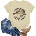 thumbnail image 4 of TODOZO Hot Sale!! Baseball Shirts for Women Baseball Mom Tshirt Baseball Graphic Tee Game Day Gifts Funny Short Sleeve Tops Beige L, 4 of 5