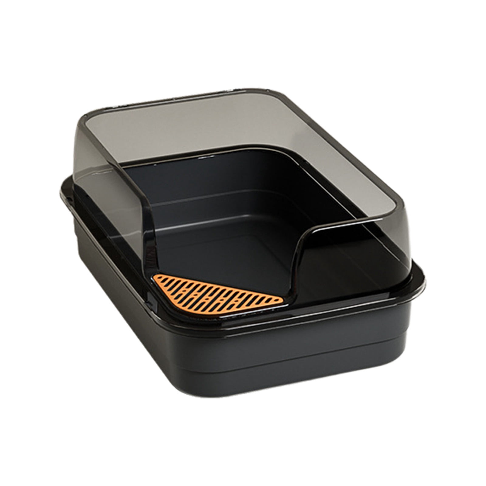 kcavykas Semi-Enclosed Cat Litter Box with Shovel, High-Sided Splash Proof Design, Black/Gray/Yellow/Green/White Plastic, 17.7x11.8x6.6in, Spacious, Easy Clean, 1 Set