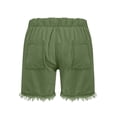 thumbnail image 4 of Nestiefly Denim Shorts Women Drawstring Elastic Waist Jean Shorts with Pockets No Stretch Comfy Baggy Frayed Womens Bottoms Dark Green L, 4 of 5