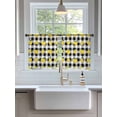 thumbnail image 3 of Sheer Curtains 54 Inch Length 2 Panels Set for Kitchen, Yellow Lemons Semi Sheer Curtains for Windows, Summer Botanical Black White Checkered Voile Window Treatments Rod Pocket Curtain, 3 of 7