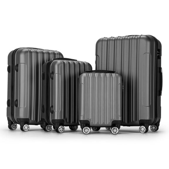 Alvantor 4-Piece ABS Hardside Luggage Set with Spinner Wheels,16in 20in 24in 28in,Dark Gray