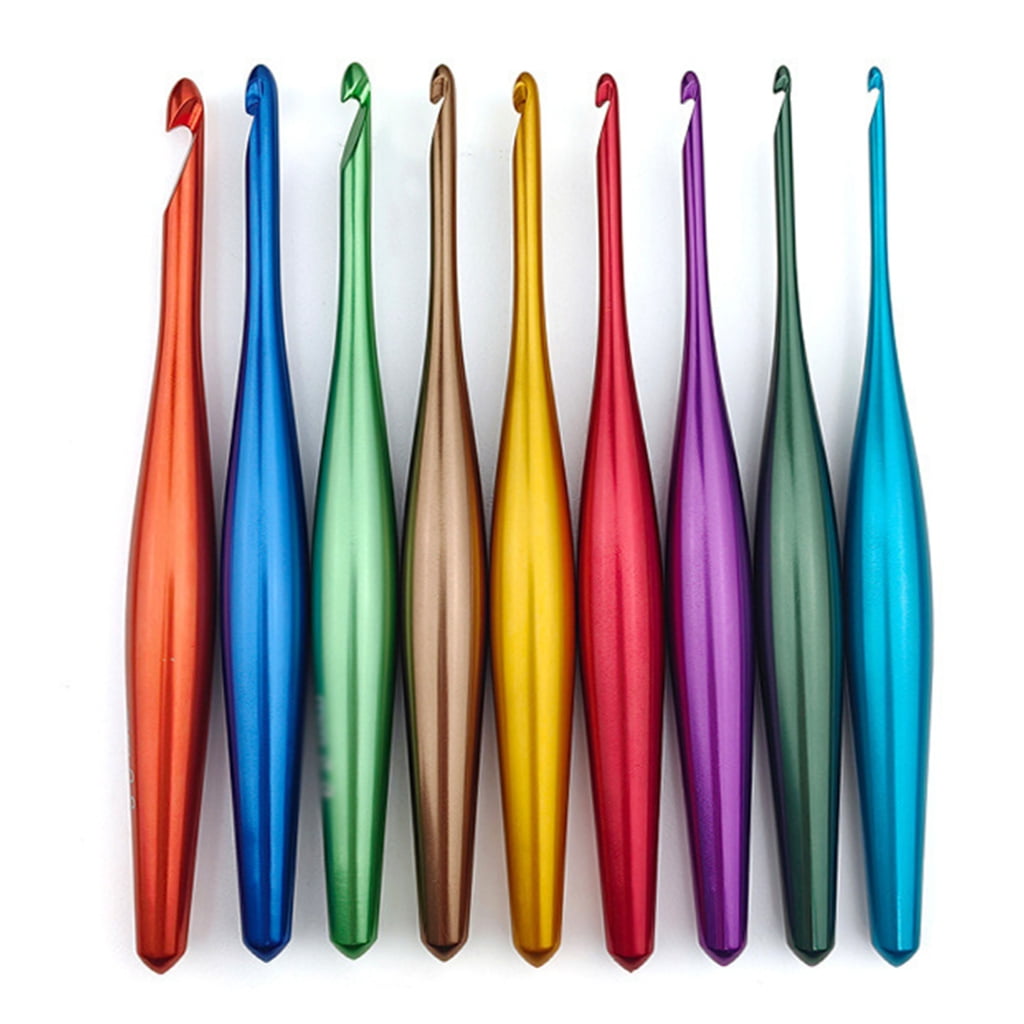 9 Pcs Knitting Needle Colourful Crochet Hook Set 3.5mm-8.0mm Crochet Needle Ergonomical Crochet Needle for Crafting
