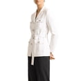 thumbnail image 4 of INSPIRE CHIC Women's Single Breasted Blazer Notched Lapel Long Sleeves Work Business Suit Jacket with Belt Medium White, 4 of 6