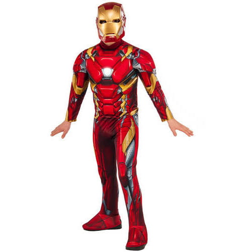 Boys Deluxe Iron Man Costume Marvel Avengers Superhero Child Fancy Dress Outfit 