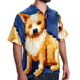 thumbnail image 2 of Pixel Dog Men's Short Sleeve Spread Collar Hawaiian Shirts, Casual Printed Button Down Summer Beach Tops, Unisex Men's Shirts, 2 of 6