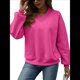 thumbnail image 3 of Sudadera con Capucha para Mujer, de Gran Tamaño, con Cuello en V, Informal, Cómoda, Básica, Moda de Otoño 2025. Rosa Roja XL, 3 of 9