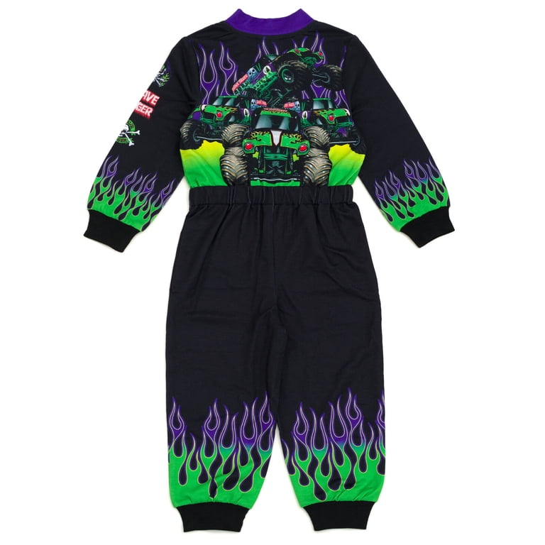 Monster Jam Big Boys' Zip-Up Coverall Black Grave Digger - Walmart.com