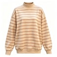 thumbnail image 4 of Horkkom Mock Neck Sweatshirt Loose Striped Print Pullover Sweatshirt for Women Soft Trendy Sweatshirt XXL, 4 of 4