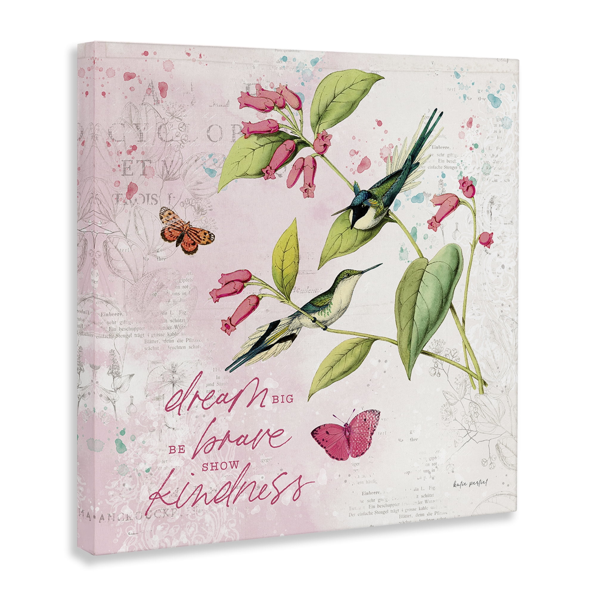 Stupell Industries Dream Big Birds & Florals Animals Painting Wrapped Canvas Art Print Wall Art, 24 x 24