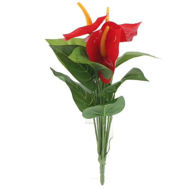 Elegante arreglo floral de anturio rojo artificial para decoración de bodas y hogar