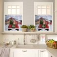 thumbnail image 4 of Christmas Dogs Kitchen Curtains and Valances Set, Xmas Trucks Tree Red House Winter Snow Scene Rod Pocket Window Valance Window Curtain Panels for Living Room Bedroom Laundry, 27.5x36in, 3 Pieces, 4 of 7