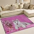 thumbnail image 2 of Coolnut Cute Siberian Husky Puppy with Flower Lightweight Carpet Mats, 5'3" x 4' Area Soft Rugs, Floor Mat Rug Home Decoration for Kids Room Living Room, 63"x 48", 2 of 6