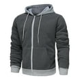 thumbnail image 1 of NJDVHB Fall Winter Coats for Men,Puffer Jacket Men,Man Color Match Drawstring Zipper Pockets Hooded Coat,Dark Gray,M, 1 of 3
