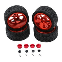 Kuntesetty RC Wheel Rims Rubber Tires Kit Replacement M3 Wheel Nut for 144001 1:12 1:18 Red