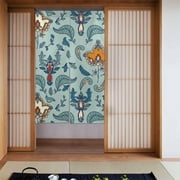 XMXT Japanese Noren Doorway Room Divider Curtain,Persian Carpet Blue Pattern Restaurant Closet Door Entrance Kitchen Curtains, 34 x 56 inches