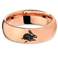 thumbnail image 2 of Tungsten Rabbit Bunny Small Pet Band Ring 7mm Men Women Comfort Fit 18k Rose Gold Dome Polished, 2 of 4