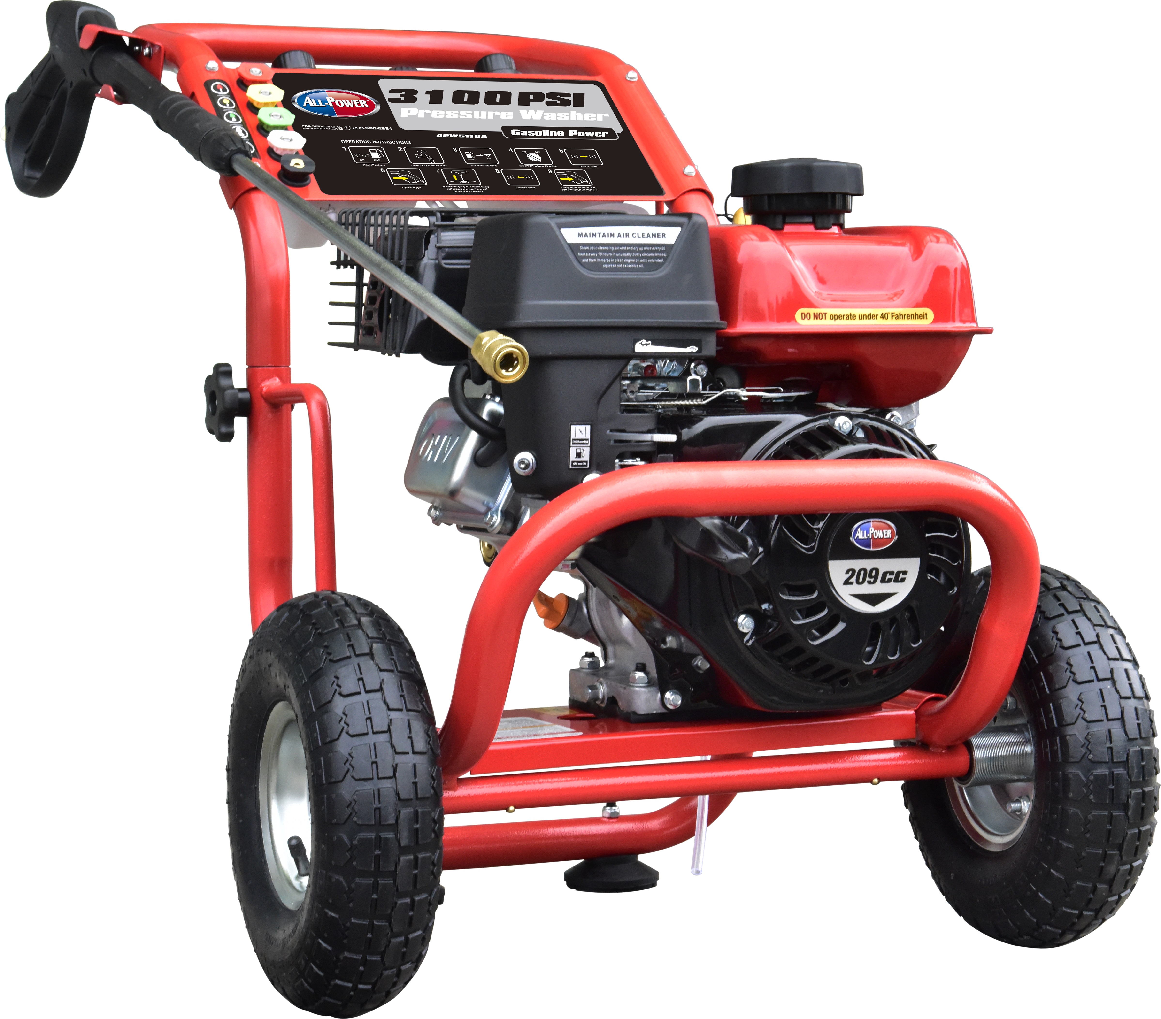 All Power America 3100 PSI, 2.6 GPM Gas Pressure Washer w/ 30 ft High Pressure Hose, C.A.R.B. Compliant, APW5118A - image 2 of 6