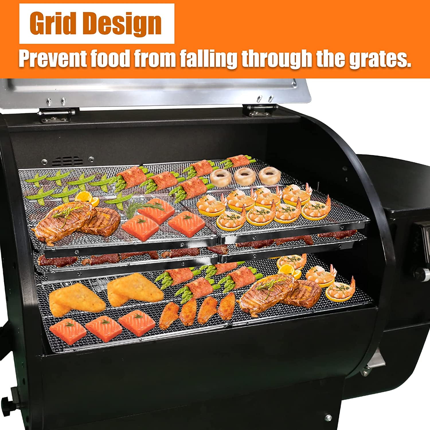 GRISUN Universal Grill Rack for Gas/Wood Pellet/Griddle/Smoker Grill,  Warming Rack for Expand Cook Surface, Upper Rack with Foldable Leg Design
