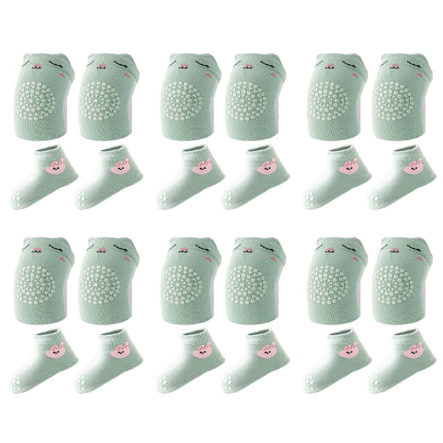 6 calcetines antideslizantes para bebé, Protector de rodilla para niño pequeño y rodilleras antideslizantes para gatear para bebé
