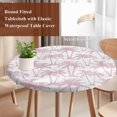 thumbnail image 3 of Pink Palm Tree Round Tablecloth 55-60 Inch Round Fitted Table Cloth with Elastic Edge, Summer Tropical Tree Coastal Beach Waterproof Table Cover Protector for Outdoor Picnic Party Dining, 3 of 9