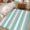 thumbnail image 5 of Turquoise Grey Stripe Area&nbsp;Rug 2.7x5ft Abstract Non-Slip&nbsp;Washable Square&nbsp;Rugs Soft Felt Indoor Floor Mat for Bedroom Kitchen Living Room Bathroom, 5 of 9