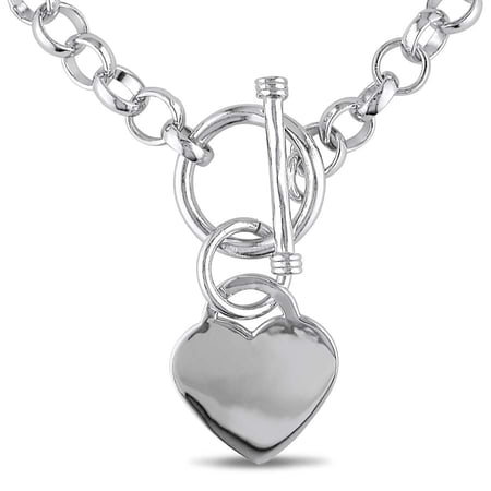 AMOUR Heart Charm Necklace In Sterling Silver