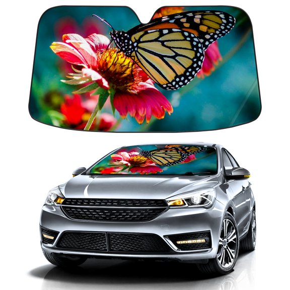 Car Windshield Sun Shade For Front Window Butterfly Foldable Vehicle Windshield Car Sun Visor Covers Automotive Window Protector Car Camping Privacy Sun Blocker