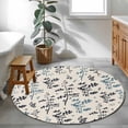 thumbnail image 3 of Grey Blue Botanical Round Area Rug 3Ft Washable Small Circle Rugs for Kitchen Entryway, Rustic Country Spring Floral Summer Leaf Non-Slip Carpet Floor Mats Indoor Outdoor Carpet Runner Home Decor, 3 of 8