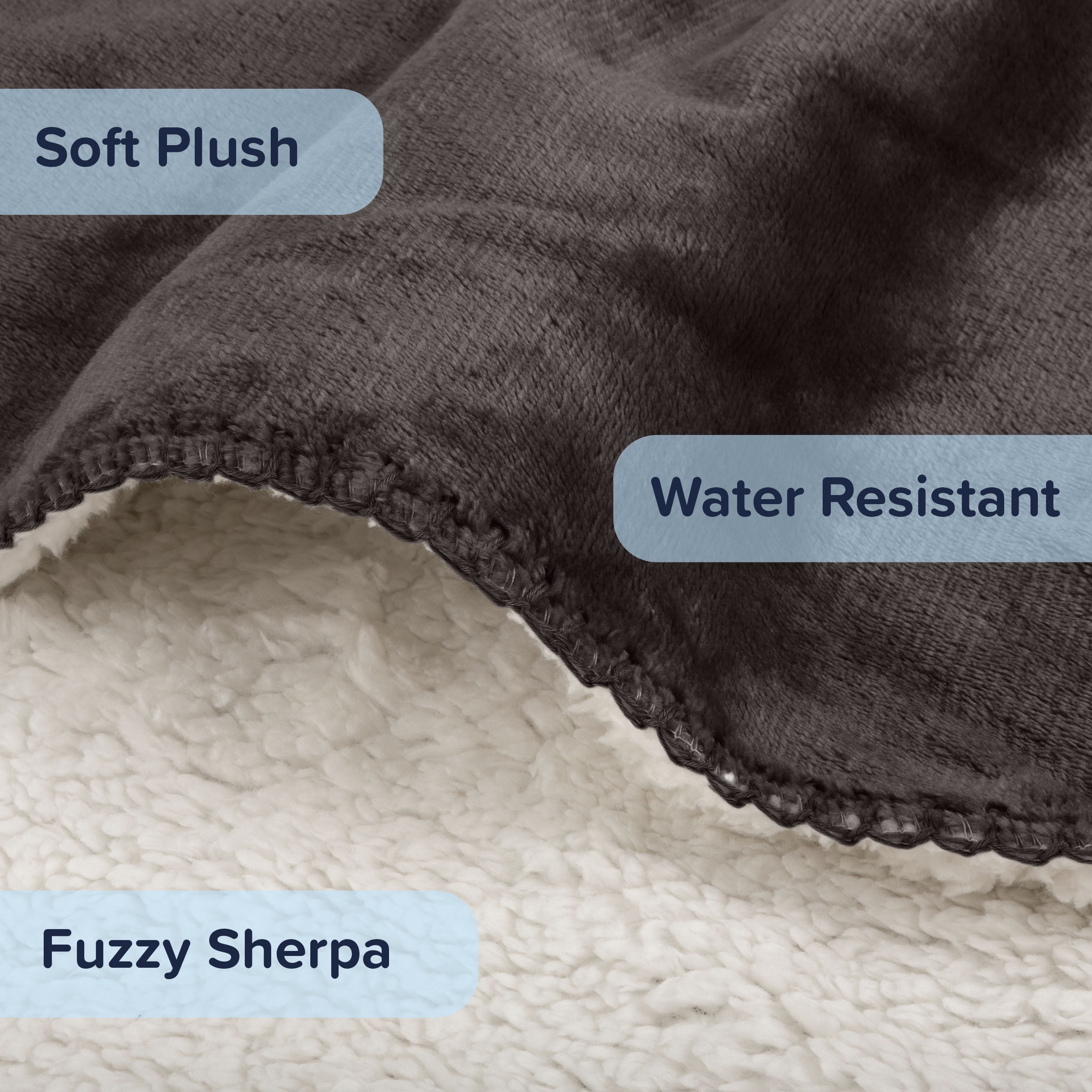 PETMAKER Dog Blanket - Sherpa Blanket for Bed, Couch or Car (Charcoal)
