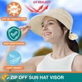 thumbnail image 3 of SUN CUBE Sombrero de sol para mujer para protección UV al aire libre, sombrero de ala ancha para el sol, cola de caballo, visera de playa convertible con cremallera, 3 of 8
