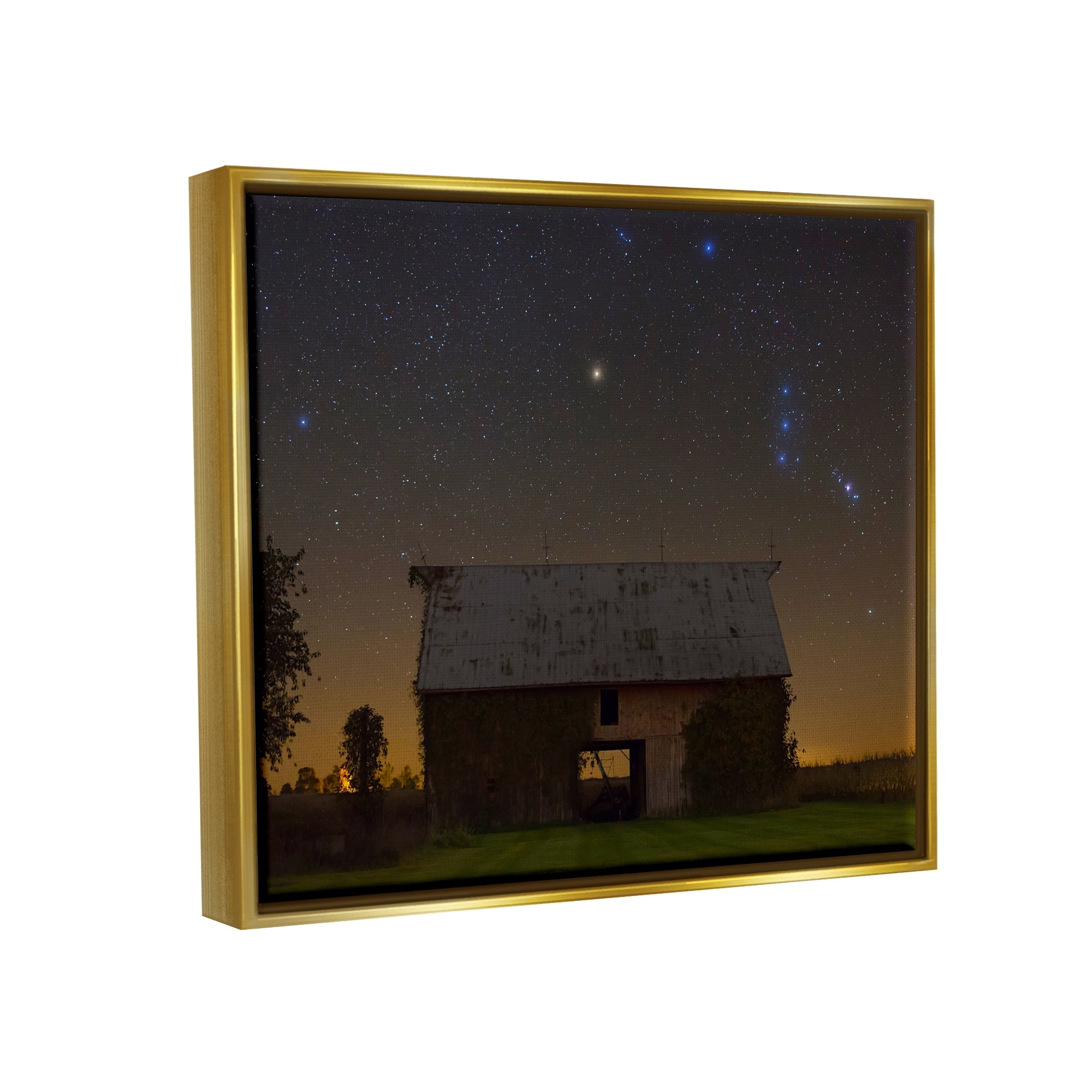 Stupell Industries Luminous Stars Shining Nighttime Constellations Quiet Cabin Photograph Metallic Gold Floating Framed Canvas Print Wall Art, Design by Royce Bair