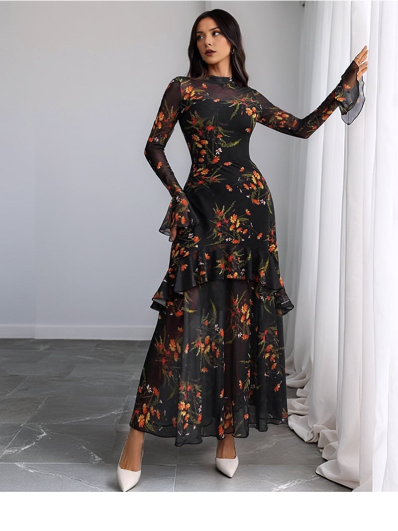 slim fit dress slacks Ginger Elegant Birthday Dress for Women Polka Dot Mesh Flare Sleeve Wi –  jetechband