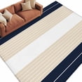 thumbnail image 2 of 5'x8' Area Rugs, Navy Beige Striped Indoor Outdoor Area Rug for Living Room Bedroom, Gradient Geometric Blue White Washable Bathroom Rugs Kitchen Floor Carpet Mats Home Decor Aesthetic, 2 of 8