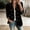 Black, variant on Women's Solid Velvet Ruffled Jacket Open Front Double Breasted Button Casual Long Sleeve Coat with Pockets, Lightweight Loose Outerwear for Spring Fall Blue