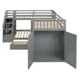 thumbnail image 5 of Twin-Twin over Full L-Shaped Bunk Bed With 3 Drawers, Portable Desk and Wardrobe, Gray, 5 of 7
