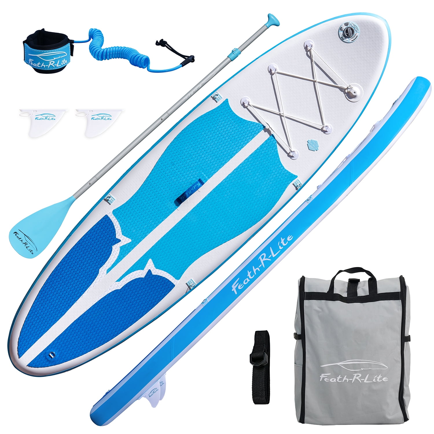 FeathRLite Stand Up Inflatable Folding Paddle Board, SUP Portable Lightweight Blue White FeathRLite Stand Up Inflatable Folding Paddle Board, SUP Portable Lightweight Blue White