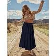 thumbnail image 4 of ZPQMNB Womens Boho Maxi Skirt,Ruffled Maxi Skirt,High-Waisted Belted Folds Long Skirt With Pockets，Suitable For Beach Vacation, 4 of 5