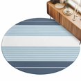 thumbnail image 2 of Large Round Rug 8Ft, Haze Blue Aqua Stripe Non-Slip Washable Circle Rugs Carpet, Modern Art Horizontal Striped Indoor Outdoor Rug Floor Mats Throw Runner for Bedroom Living Room Bathroom, 2 of 8