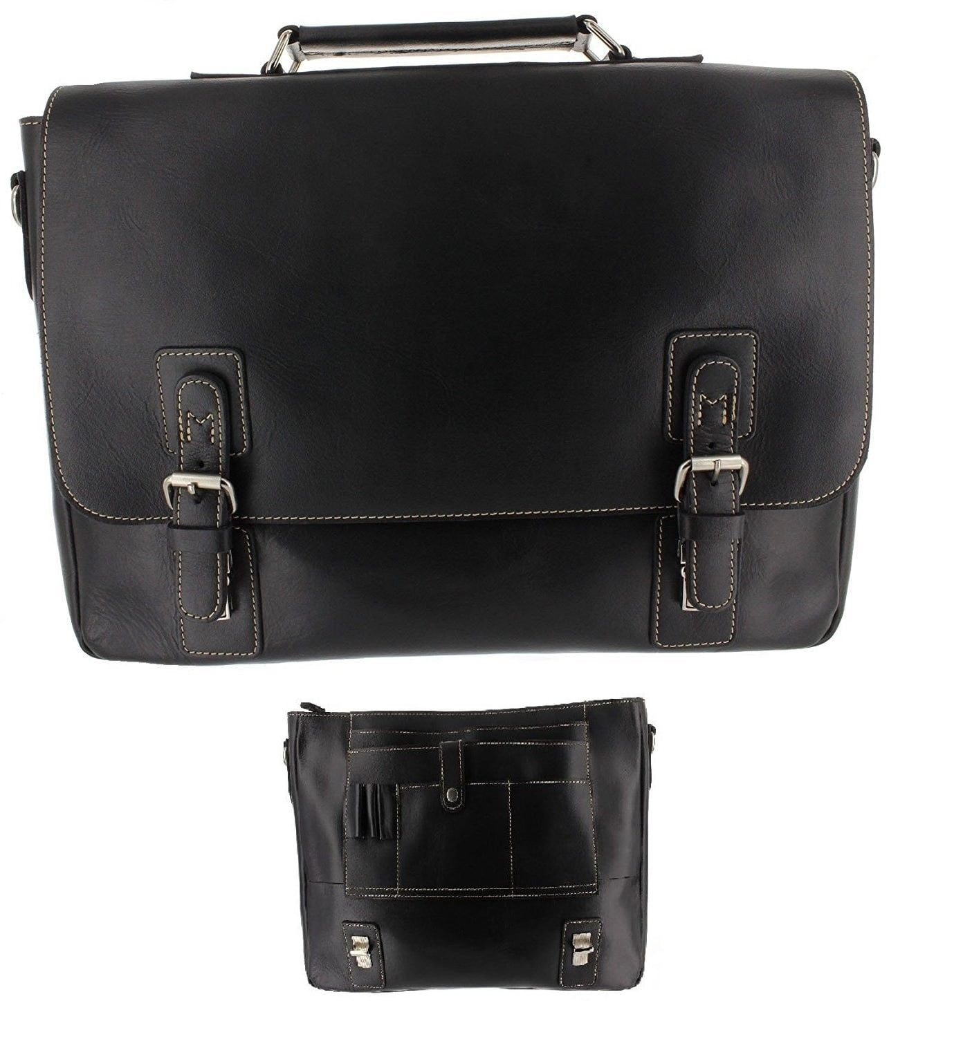 Viosi Mens RFID 16 Inch Leather Laptop Briefcase Shoulder Satchel Bag