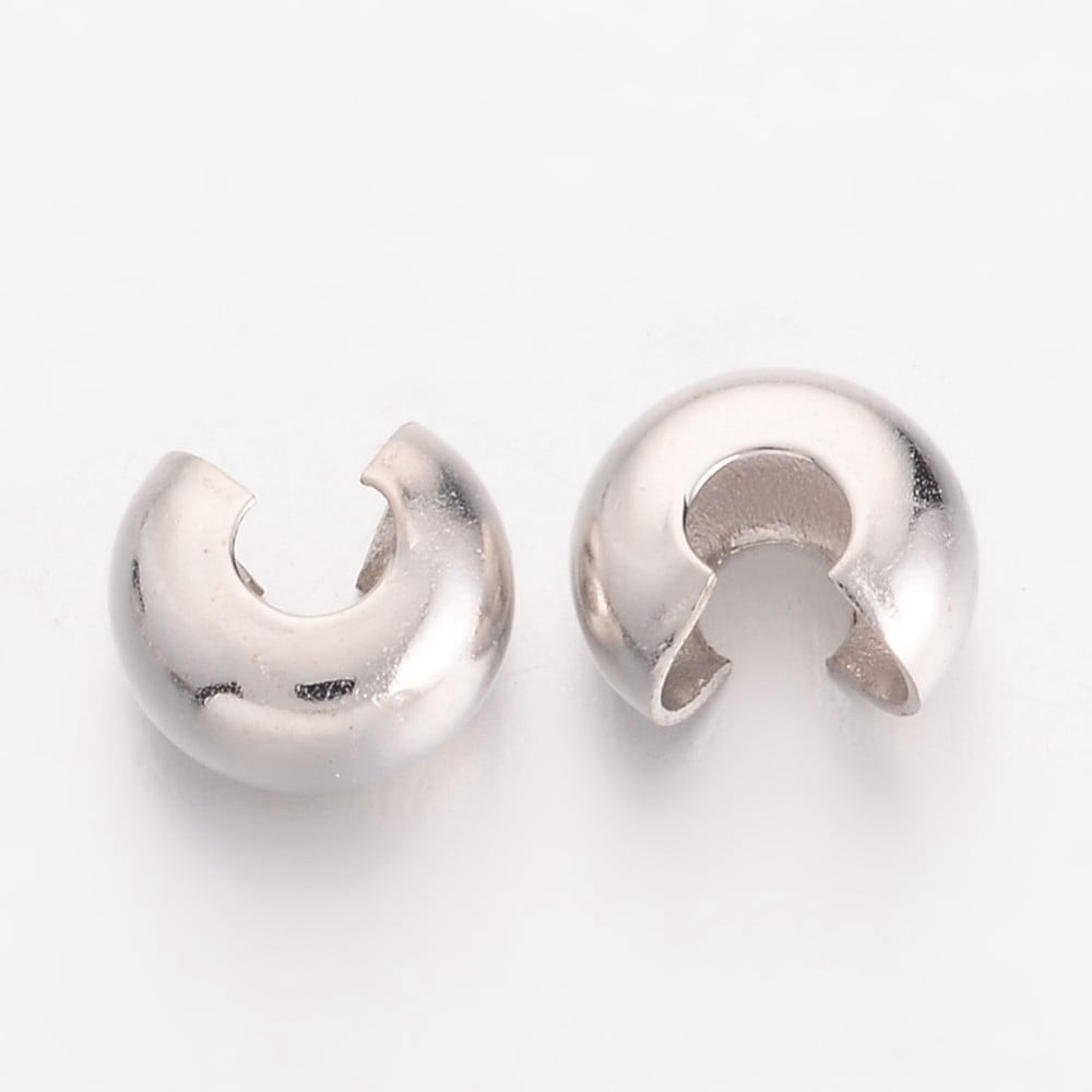 2000pcs Brass Crimp Beads Covers Nickel Free Round color About 5mm In Diameter 4mm Thick Hole: 2mm