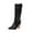 Black, variant on Fesfesfes Riding Boots For Women Shoes Winter Warm High Heel Slip-on Mid-calf Belt Buckle Casual Cowboy Knight US:9(42)