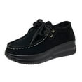 thumbnail image 1 of Chaussures de Course Femme Bout Rond à Lacets à Enfiler Semelle Épaisse Talon Compensé Mocassins Uni, 1 of 9