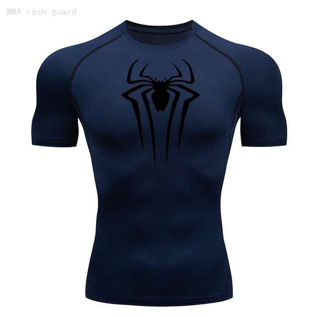 Camiseta de compresión para hombre, camiseta negra de manga larga, protector solar para Fitness, camiseta larga informal transpirable de secado rápido de segunda piel 4XL